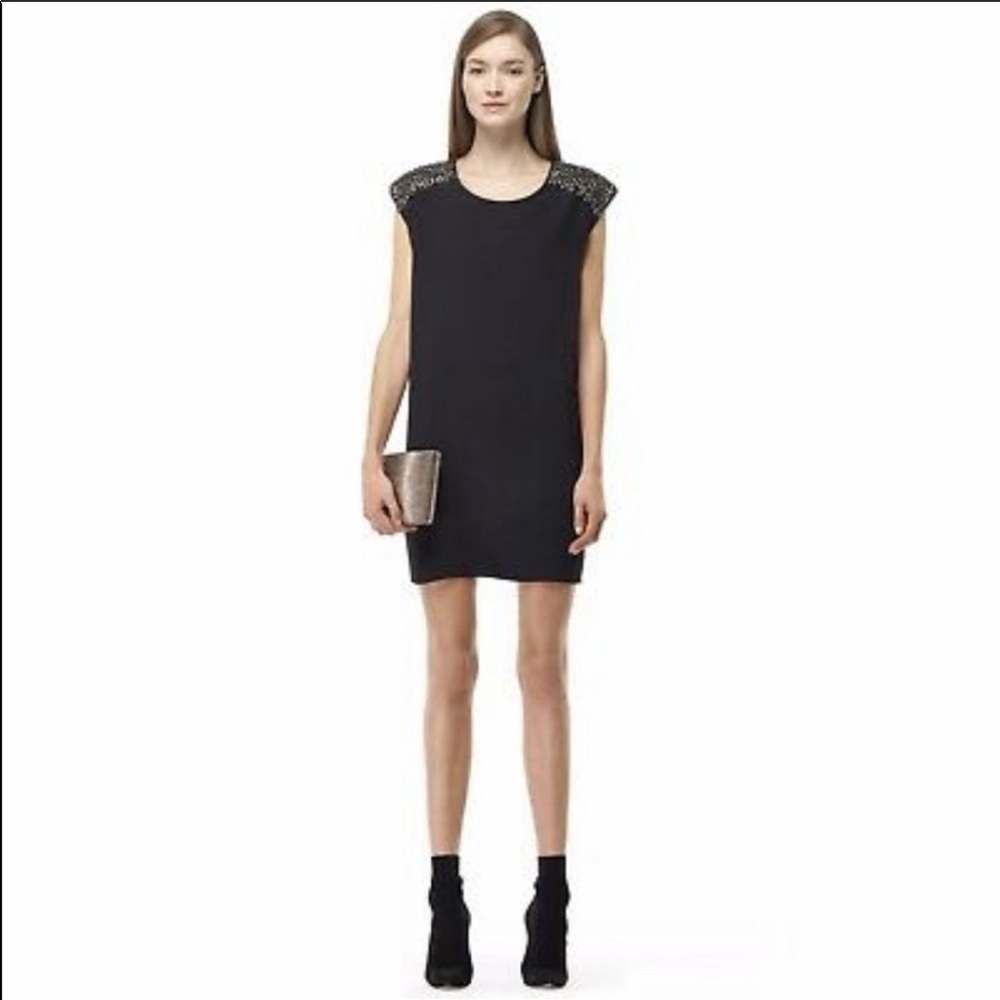 Club Monaco | 100% Silk Stud Shoulder Shift Dress